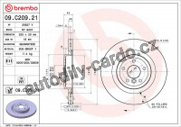 Brzdový kotouč BREMBO 09.C209.21 - JAGUAR