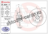 Brzdový kotouč BREMBO 08.B394.17 Brzdový kotouč BREMBO 08.B394.17