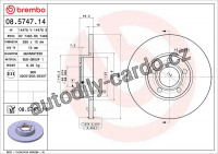 Brzdový kotouč BREMBO 08.5747.14 - AUDI