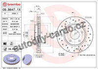 Brzdový kotouč BREMBO 09.B647.1X - MITSUBISHI