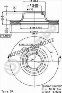Brzdový kotouč BREMBO 09.2943.10 - FORD