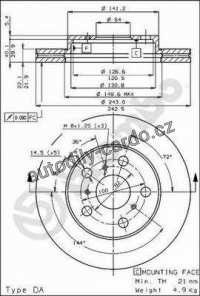 Brzdový kotouč BREMBO 09.3022.10 - TOYOTA