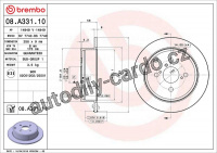 Brzdový kotouč BREMBO 08.A331.11 Brzdový kotouč BREMBO 08.A331.11