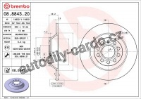 Brzdový kotouč BREMBO 08.8843.20 - AUDI Brzdový kotouč BREMBO 08.8843.20 - AUDI