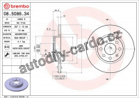 Brzdový kotouč BREMBO 08.5086.34 - OPEL
