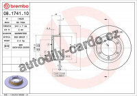 Brzdový kotouč BREMBO 08.1741.10 - CITROËN