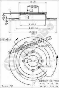 Brzdový kotouč BREMBO 08.5295.20 - NISSAN