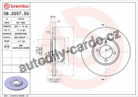 Brzdový kotouč BREMBO 08.2557.50 - JAGUAR
