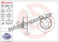 Brzdový kotouč BREMBO 08.5352.10 - CITROËN