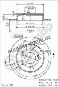 Brzdový kotouč BREMBO 08.5443.50 - NISSAN Brzdový kotouč BREMBO 08.5443.50 - NISSAN