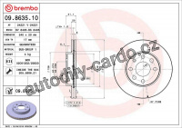 Brzdový kotouč BREMBO 09.8635.10 - OPEL Brzdový kotouč BREMBO 09.8635.10 - OPEL