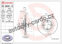 Brzdový kotouč BREMBO 09.6908.10 - SUBARU Brzdový kotouč BREMBO 09.6908.10 - SUBARU