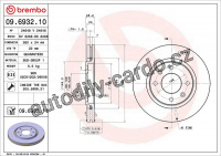 Brzdový kotouč BREMBO 09.6932.10 - PEUGEOT