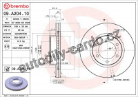 Brzdový kotouč BREMBO 09.A204.10 - TOYOTA