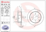 Brzdový kotouč BREMBO 08.A114.10 - HYUNDAI