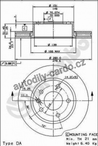 Brzdový kotouč BREMBO 09.5220.10 - OPEL