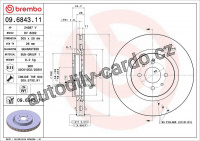 Brzdový kotouč BREMBO 09.6843.11 - FIAT Brzdový kotouč BREMBO 09.6843.11 - FIAT