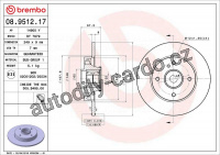 Brzdový kotouč BREMBO 08.9512.17 - CITROËN, PEUGEOT