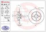 Brzdový kotouč BREMBO 08.9512.17 - CITROËN, PEUGEOT