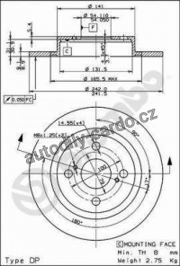 Brzdový kotouč BREMBO 08.9180.10 - TOYOTA