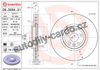 Brzdový kotouč BREMBO 09.D064.21 - JAGUAR, LAND ROVER
