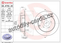 Brzdový kotouč BREMBO 08.A755.20 Brzdový kotouč BREMBO 08.A755.20