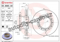 Brzdový kotouč BREMBO 09.9983.60 - IVECO