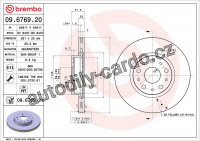Brzdový kotouč BREMBO 09.6769.20 - LANCIA