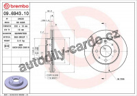 Brzdový kotouč BREMBO 09.6943.10 - NISSAN Brzdový kotouč BREMBO 09.6943.10 - NISSAN
