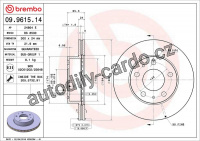 Brzdový kotouč BREMBO 09.9615.14 - PEUGEOT