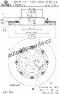 Brzdový kotouč BREMBO 09.A190.23