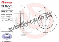 Brzdový kotouč BREMBO 08.4994.10 - SUZUKI Brzdový kotouč BREMBO 08.4994.10 - SUZUKI