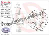 Brzdový kotouč BREMBO 09.B043.1X - TOYOTA