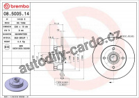 Brzdový kotouč BREMBO 08.5005.14 - SEAT, VW