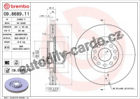 Brzdový kotouč BREMBO 09.8689.11 - AUDI