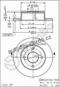 Brzdový kotouč BREMBO 08.4946.20 - FORD Brzdový kotouč BREMBO 08.4946.20 - FORD