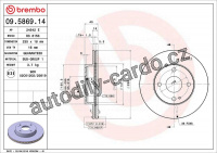 Brzdový kotouč BREMBO 09.5869.14 - MAZDA Brzdový kotouč BREMBO 09.5869.14 - MAZDA