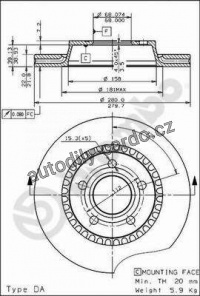 Brzdový kotouč BREMBO 09.4964.10 - AUDI