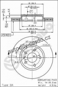 Brzdový kotouč BREMBO 09.5870.20 - ALFA ROMEO Brzdový kotouč BREMBO 09.5870.20 - ALFA ROMEO