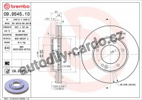 Brzdový kotouč BREMBO 09.9545.10 - KIA Brzdový kotouč BREMBO 09.9545.10 - KIA