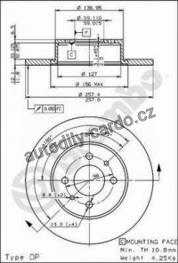 Brzdový kotouč BREMBO 08.3129.10 - FIAT, LANCIA
