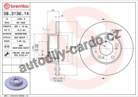 Brzdový kotouč BREMBO 08.3136.14 - CITROËN, FIAT, PEUGEOT