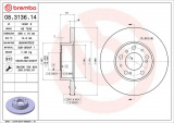 Brzdový kotouč BREMBO 08.3136.14 - CITROËN, FIAT, PEUGEOT