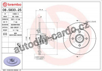 Brzdový kotouč BREMBO 08.5833.25 - RENAULT