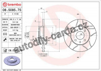 Brzdový kotouč BREMBO MAX 08.5085.75 - ALFA ROMEO, FIAT