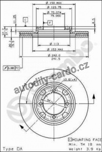 Brzdový kotouč BREMBO 09.5654.10 - MAZDA Brzdový kotouč BREMBO 09.5654.10 - MAZDA