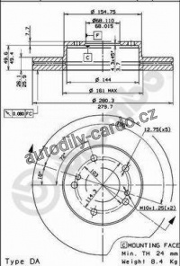 Brzdový kotouč BREMBO 09.5655.10 - NISSAN Brzdový kotouč BREMBO 09.5655.10 - NISSAN