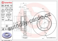 Brzdový kotouč BREMBO 09.9143.10 - TOYOTA
