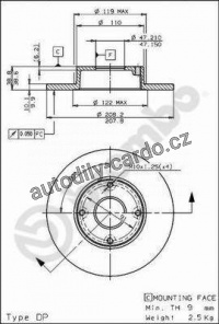 Brzdový kotouč BREMBO 08.5876.10 - DAIHATSU