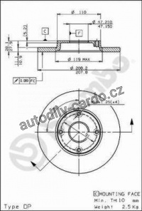Brzdový kotouč BREMBO 08.5877.10 - DAIHATSU